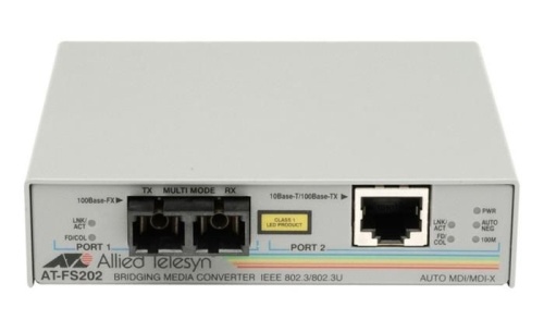 Медиаконвертер Allied Telesis 10/100TX (RJ-45) to 100FX (SC) AT-FS202