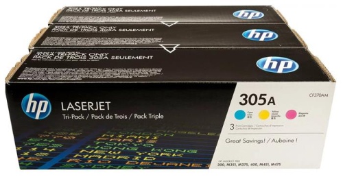 Оригинальный лазерный картридж Hewlett Packard 305A CYM Tri-Pack CF370AM