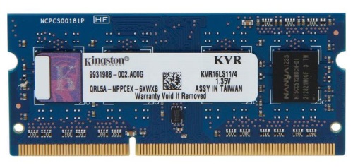 Модуль памяти SO-DIMM DDR3 Kingston 4ГБ KVR16LS11/4 Модуль памяти SO-DIMM DDR3 Kingston 4ГБ KVR16LS11/4
