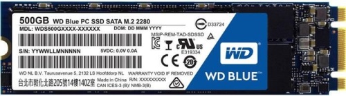 Накопитель SSD M.2 Western Digital 500GB Blue (R545/W525Mb/s, TLC, SATA 6Gb/s, 2280) (WDS500G1B0B)