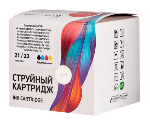 Картридж струйный совместимый Sakura SD367AE (№21 Black/ 22 Tri-colour) SISD367AE