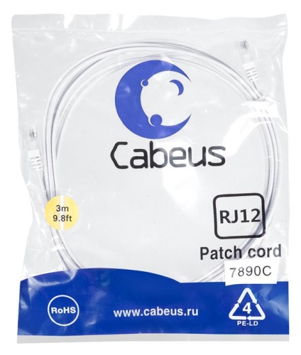 Патч-корд телефонный Cabeus PC-TEL-RJ12-3m фото 2