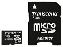 Карта памяти Micro SDHC Transcend 16ГБ microSDHC Class 10 UHS-I Ultimate TS16GUSDHC10U1