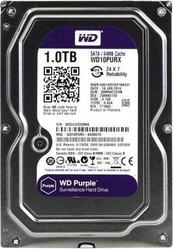 Жесткий диск SATA HDD Western Digital 1000ГБ Purple WD10PURX