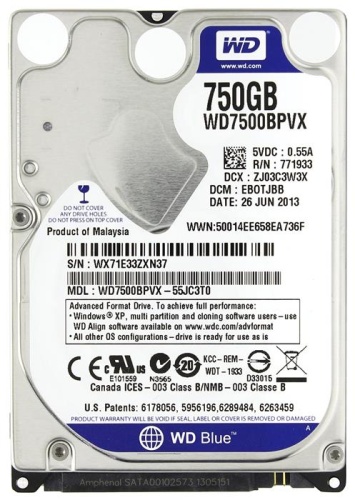 Жесткий диск SATA SSHD 2.5 Western Digital 750ГБ Blue WD7500BPVX