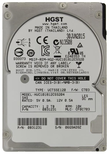 Жесткий диск SAS HDD 2.5 Hitachi 1200Gb Enterprise HUC101812CSS204 C10K1800 0B31231 Жесткий диск SAS HDD 2.5 Hitachi 1200Gb Enterprise HUC101812CSS204 C10K1800 0B31231