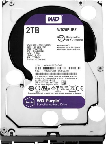 Жесткий диск SATA HDD Western Digital 2Tb WD20PURZ Video Purple