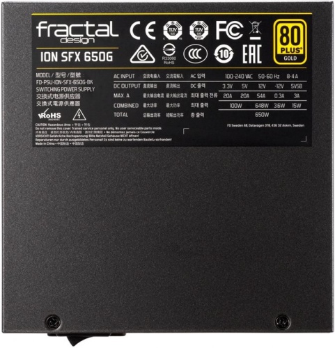 Блок питания Fractal Design 650W Ion SFX-L (FD-PSU-ION-SFX-650G-BK) фото 6 Блок питания Fractal Design 650W Ion SFX-L (FD-PSU-ION-SFX-650G-BK) фото 6