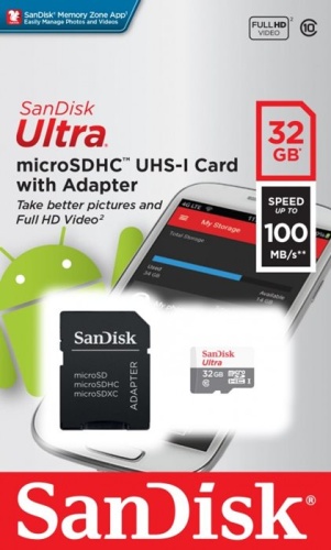 Карта памяти Micro SDHC SanDisk 32Gb SDSQUNR-032G-GN3MA