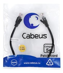 UTP Cabeus PC-UTP-RJ45-Cat.5e-0.3m-BK-LSZH