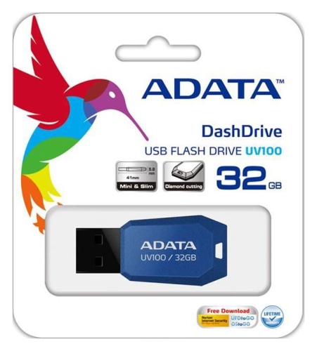 Накопитель USB flash A-DATA 32GB UV100 Синий AUV100-32G-RBL фото 2