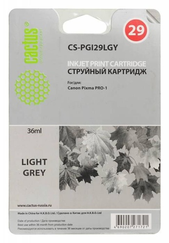 Картридж струйный совместимый Cactus CS-PGI29LGY светло-серый Картридж струйный совместимый Cactus CS-PGI29LGY светло-серый