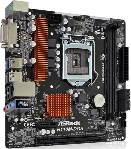 Мат. плата Socket1151 ASRock H110M-DGS R3.0 фото 3