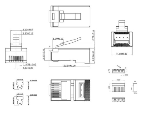 Фурнитура коннектор Cabeus 8P8C-SH-C6-TWP фото 2 Фурнитура коннектор Cabeus 8P8C-SH-C6-TWP фото 2