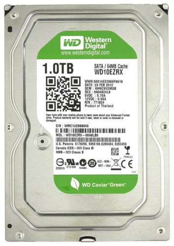 Жесткий диск SATA HDD Western Digital 1000ГБ Caviar Green WD10EZRX