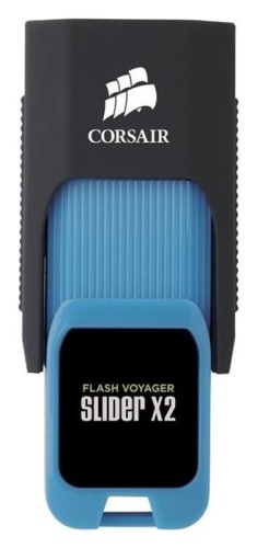 Накопитель USB flash Corsair 128Gb Voyager Slider X2 CMFSL3X2-128GB черный/голубой фото 4