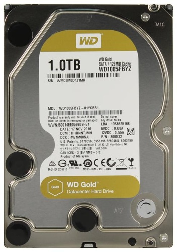 Жесткий диск SATA HDD Western Digital 1000Gb GOLD WD1005FBYZ