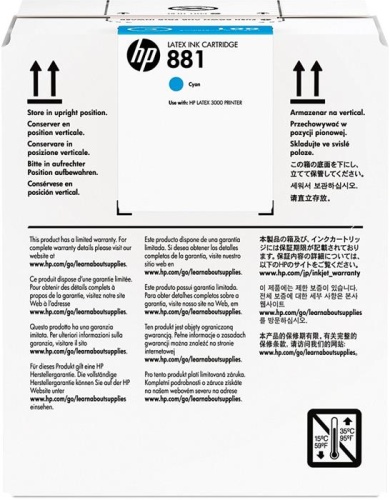 Оригинальный струйный картридж Hewlett Packard 881 Cyan Latex Ink CR331A