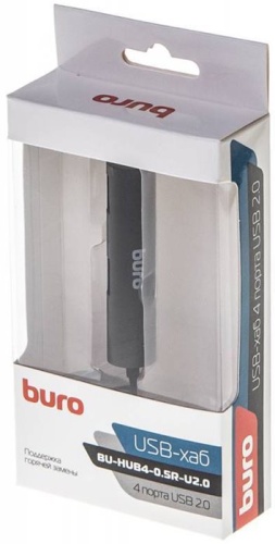 Разветвитель USB2.0 Buro BU-HUB4-0.5R-U2.0 черный фото 5