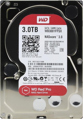 Жесткий диск SATA HDD Western Digital 3000ГБ WD3001FFSX Red PRO for NAS