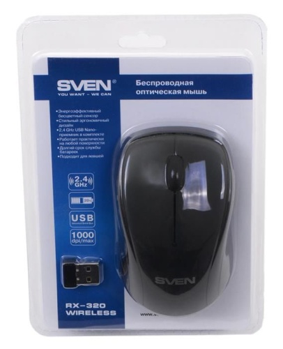 Беспроводная мышь Sven RX-320 Wireless черная SV-03200320W фото 4 Беспроводная мышь Sven RX-320 Wireless черная SV-03200320W фото 4
