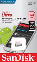 Карта памяти micro SDXC SanDisk 64Gb SDSQUNR-064G-GN6MN SDSQUNR-064G-GN3MN