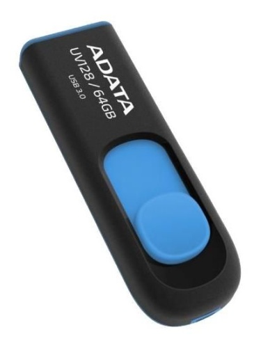 Накопитель USB flash A-DATA 64GB UV128 черный/синий AUV128-64G-RBE фото 2