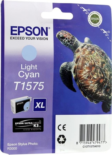 Оригинальный струйный картридж Epson T1575 (светло-голубой) C13T15754010