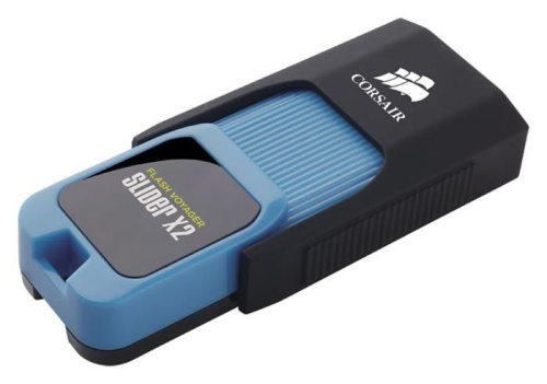 Накопитель USB flash Corsair 128Gb Voyager Slider X2 CMFSL3X2-128GB черный/голубой