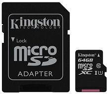 Карта памяти micro SDXC Kingston 64ГБ microSDXC Class 10 UHS-I SDC10G2/64GB