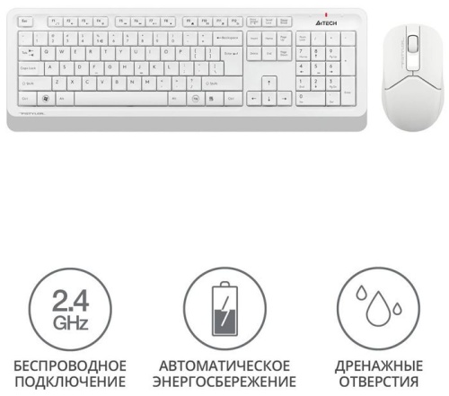 Комплект клавиатура + мышь A4Tech Fstyler FG1012 клав:белый мышь:белый FG1012 WHITE фото 7