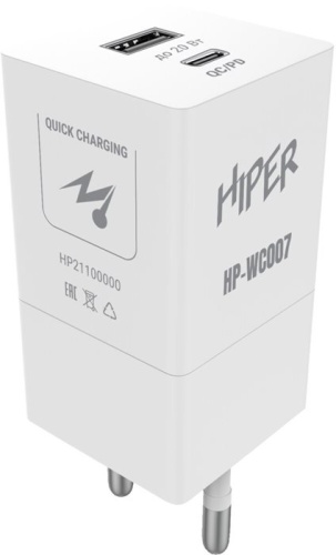 Адаптер питания USB Hiper HP-WC007 белый