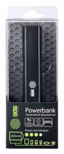 Мобильный аккумулятор Cactus CS-PBAS120-2600BK черный Мобильный аккумулятор Cactus CS-PBAS120-2600BK черный