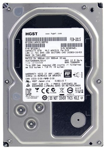 Жесткий диск SAS HDD Hitachi 6000Gb Enterprise Ultrastar Raid Edition HUS726060AL5214 0F22811 Жесткий диск SAS HDD Hitachi 6000Gb Enterprise Ultrastar Raid Edition HUS726060AL5214 0F22811