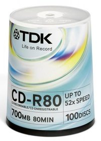  CD-R TDK 700 52x CD-R80CBA100