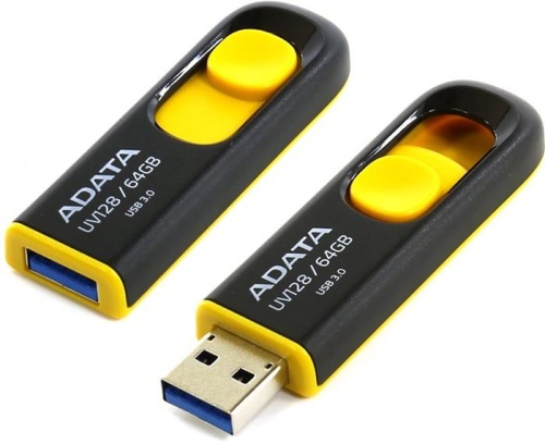 Накопитель USB flash A-DATA 64GB UV128 черный/желтый AUV128-64G-RBY