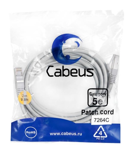 Патчкорд UTP Cabeus PC-FTP-RJ45-Cat.5e-3m фото 2