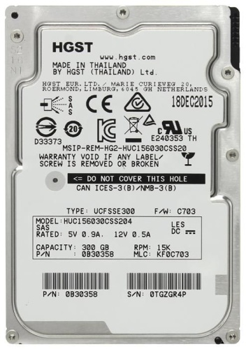 Жесткий диск SAS HDD 2.5 Western Digital 300Gb HGST Enterprise HUC156030CSS204 C15K600 0B30358