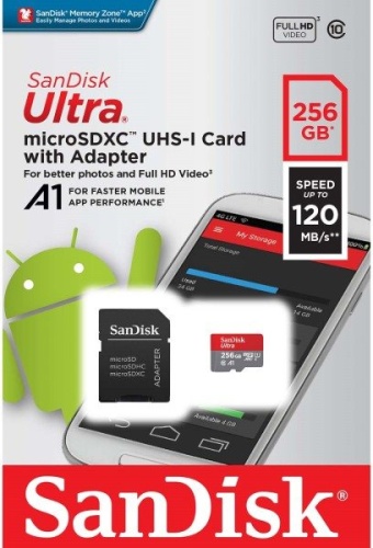 Карта памяти micro SDXC SanDisk 256Gb Ultra SDSQUA4-256G-GN6MA