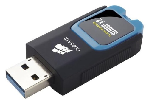 Накопитель USB flash Corsair 128Gb Voyager Slider X2 CMFSL3X2-128GB черный/голубой фото 2