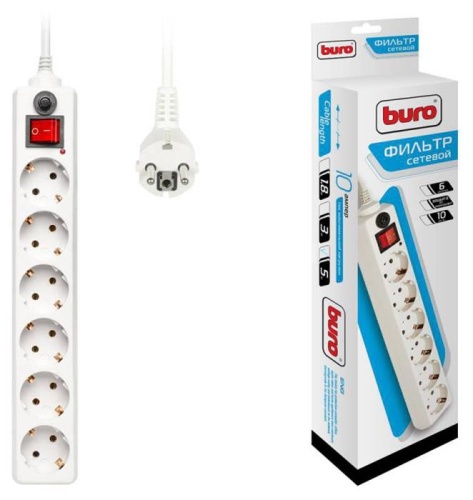 Фильтр электропитания Buro 600SH-5-W белый