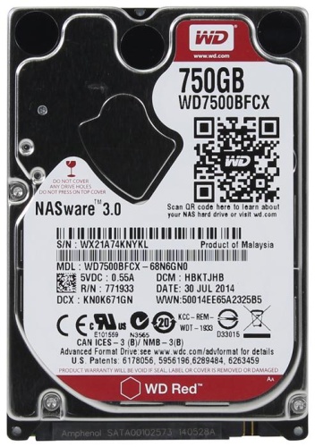 Жесткий диск SATA HDD 2.5 Western Digital 750ГБ WD7500BFCX Red