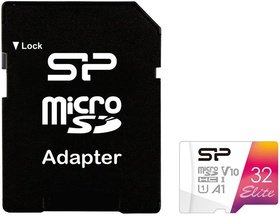   Micro SDHC Silicon Power 32Gb SP032GBSTHBV1V20SP Elite + adapter