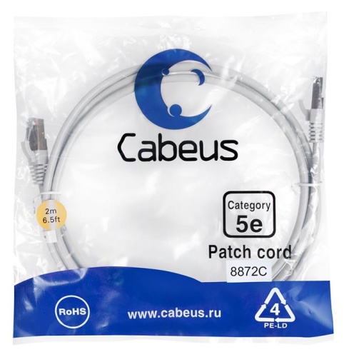 Патчкорд FTP Cabeus PC-FTP-RJ45-Cat.5e-2m-LSZH фото 2 Патчкорд FTP Cabeus PC-FTP-RJ45-Cat.5e-2m-LSZH фото 2