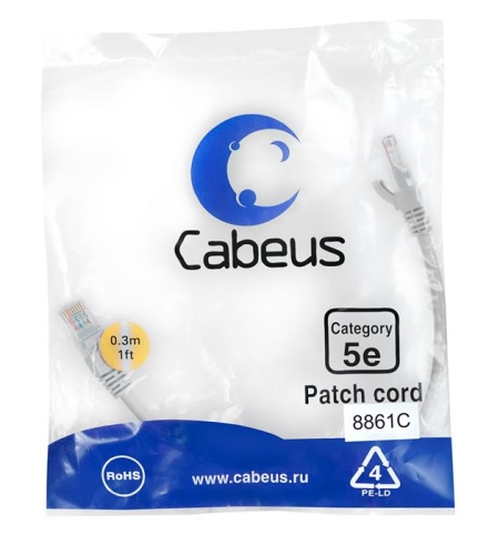 Патчкорд UTP Cabeus PC-UTP-RJ45-Cat.5e-0.3m-LSZH фото 2 Патчкорд UTP Cabeus PC-UTP-RJ45-Cat.5e-0.3m-LSZH фото 2