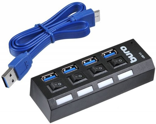 Разветвитель USB3.0 Buro BU-HUB4-U3.0-L черный фото 3