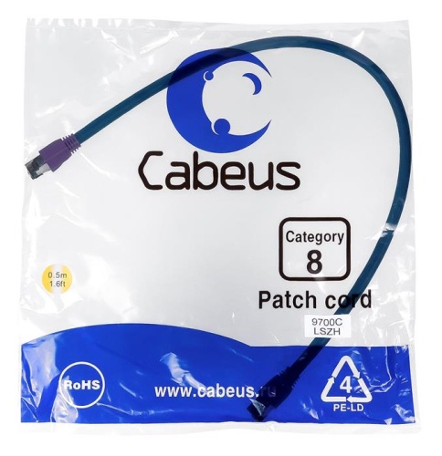 Патчкорд FTP Cabeus PC-SSTP-RJ45-Cat.8-0.5m-LSZH Патчкорд FTP Cabeus PC-SSTP-RJ45-Cat.8-0.5m-LSZH