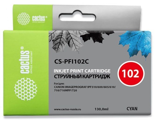 Картридж струйный совместимый Cactus CS-PFI102C синий