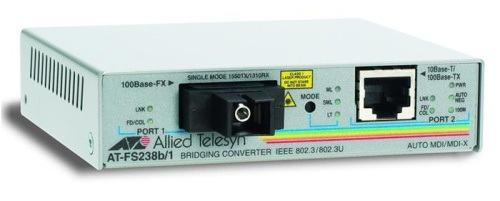 Медиаконвертер Allied Telesis Single-fiber 10/100M bridging converter with 1310Tx/1550Rx AT-FS238A/1-YY