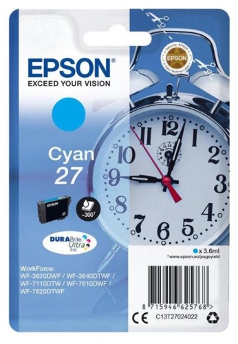 Оригинальный струйный картридж Epson T2702 C13T27024022 голубой